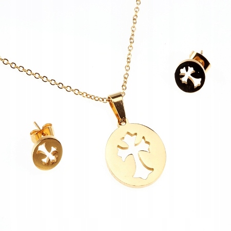 KOLCZYKI NASZYJNIK STAL...