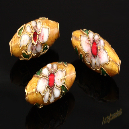 KORALIKI CLOISONNE OLIWKA...