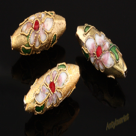 KORALIKI CLOISONNE OLIWKA...