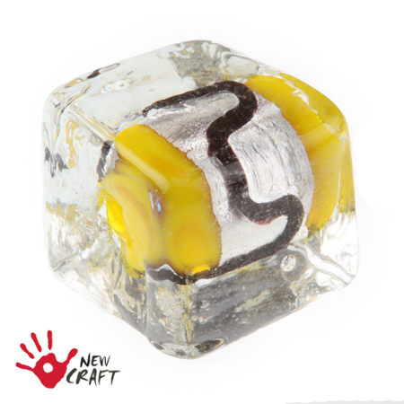 LAMPWORK KOSTKA ŻÓŁTA 14mm...