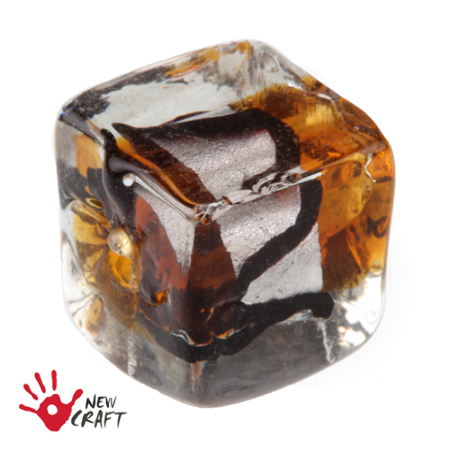 LAMPWORK KOSTKA BRĄZOWA...