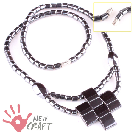 NASZYJNIK KAMIEŃ HEMATYT 44cm