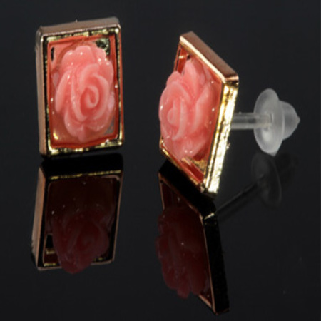 KOLCZYKI SZTYFTY RÓŻA...