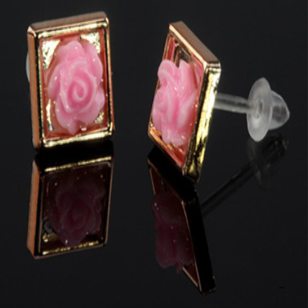 KOLCZYKI SZTYFTY RÓŻA...