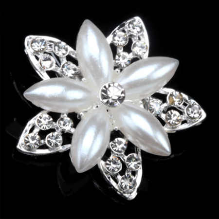 BROSZKA VINTAGE BIAŁA KWIAT...