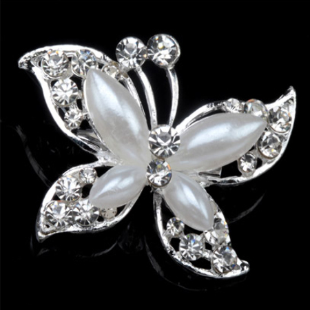 BROSZKA VINTAGE BIAŁA MOTYL...