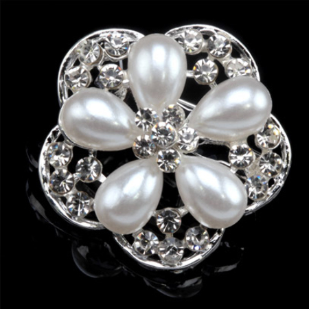 BROSZKA VINTAGE BIAŁA KWIAT...