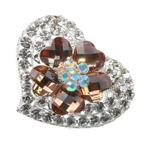 BROSZKA Z KRYSZTAŁKAMI BRĄZ...